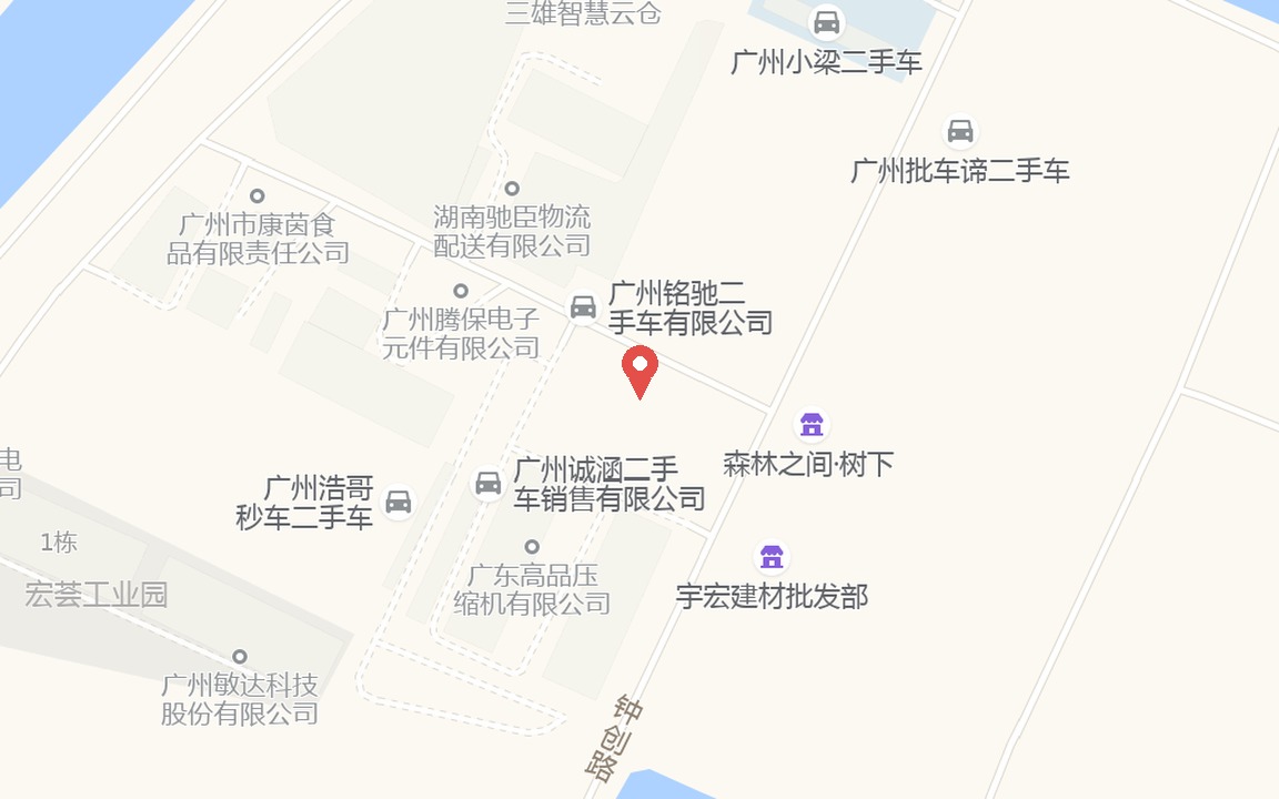 高德地图：番禺区石壁街钟源路2号 九发智缝（广州）缝纫设备有限公司